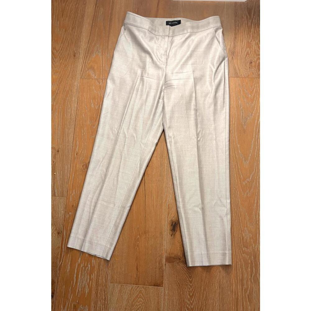 St. John Light Gray Dress Pants Stretch Wool Blend Tailored Classic Size 6